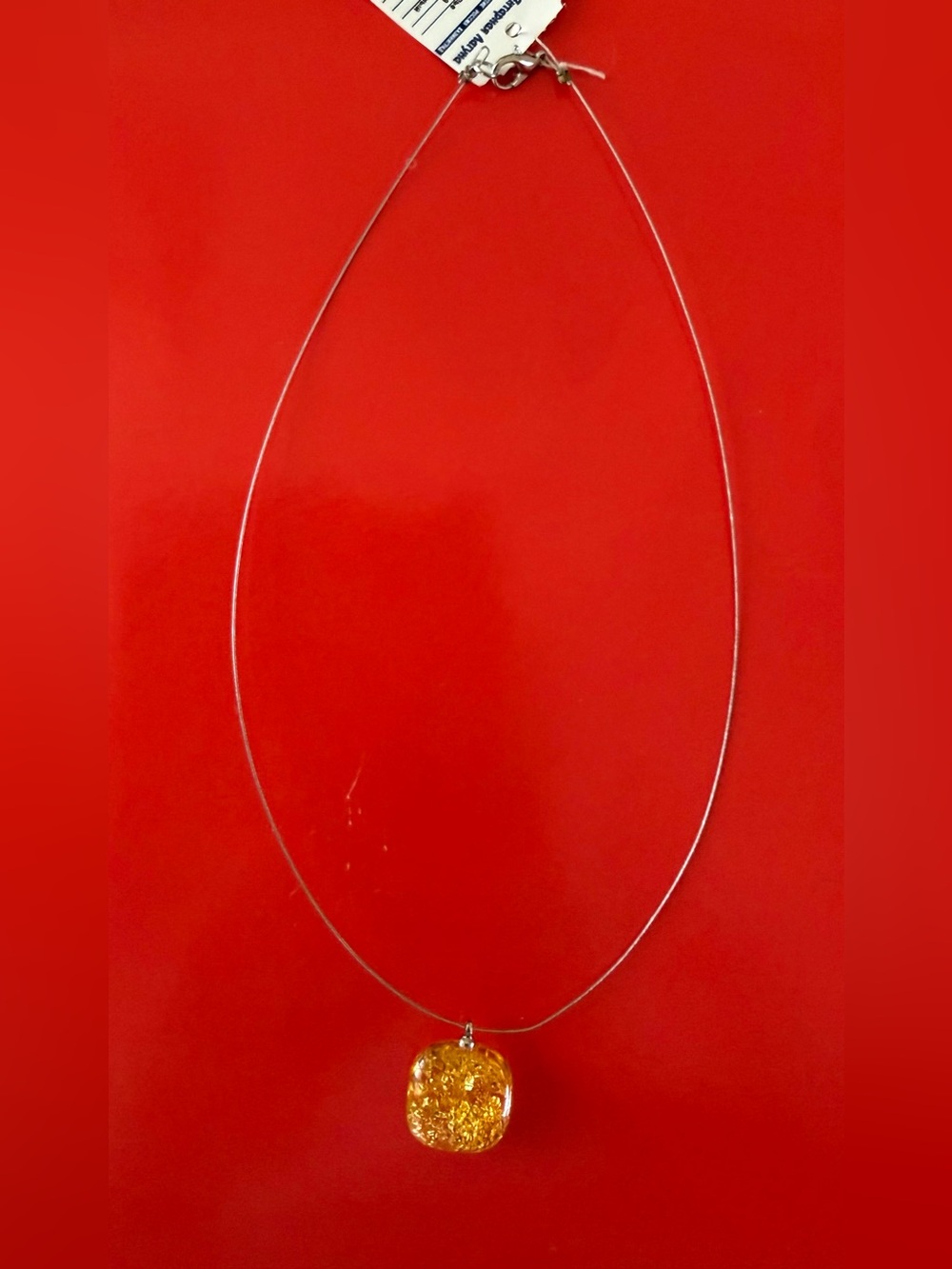 Genuine Baltic Amber Pendant Necklace Silver-Tone Wire Cable 16”
- Women's Jewel